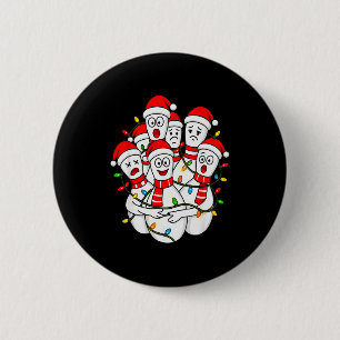 Funny Christmas Bowling Santa Bowling Ns Team Men  6 Cm Round Badge