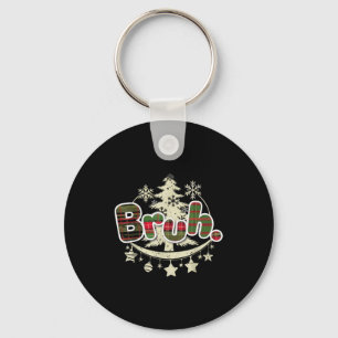Funny Christmas Bruh Xmas Pajamas Red Plaid Men Wo Key Ring