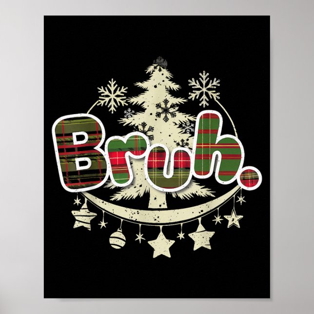 Funny Christmas Bruh Xmas Pyjamas Red Plaid Men Wo Poster (Front)