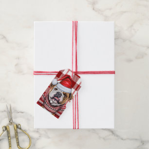Funny Christmas Bulldog for Dog Lovers Gift Tags