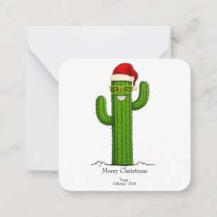 Funny Christmas Cactus with Santa Hat & Glasses Card