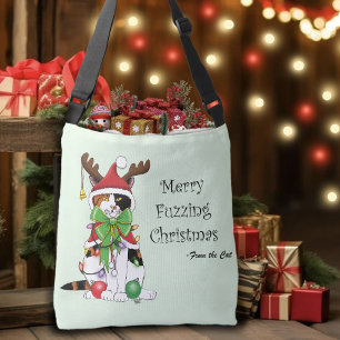 Funny Christmas Calico Cat Crossbody Bag