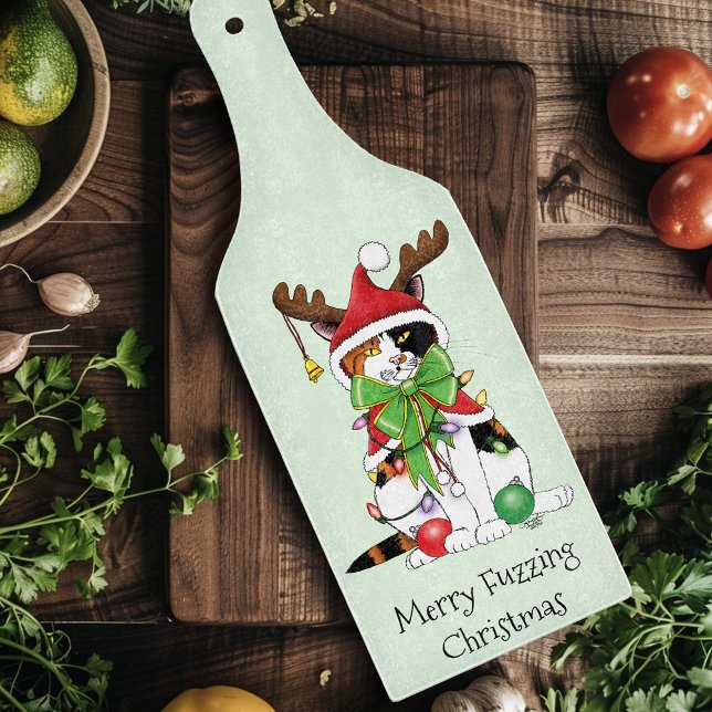 Funny Christmas Calico Cat Cutting Board (Creator Uploaded)