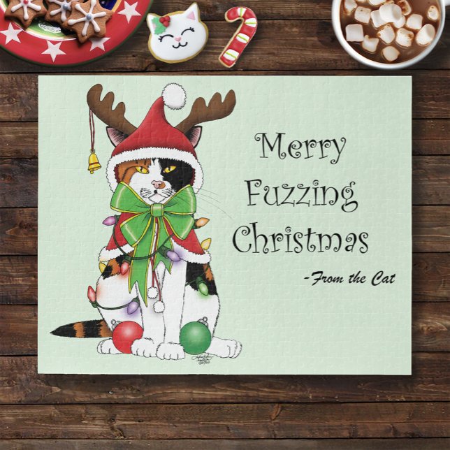 Funny Christmas Calico Cat Jigsaw Puzzle (Creator Uploaded)