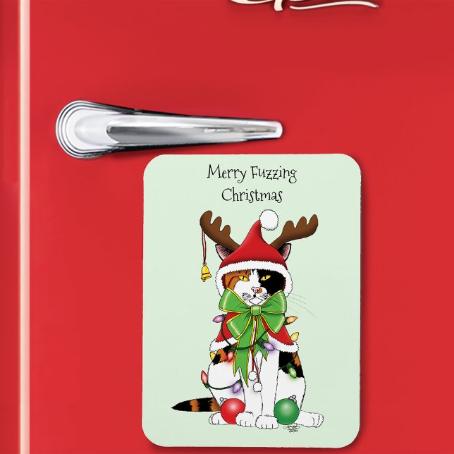 Funny Christmas Calico Cat Magnet (Creator Uploaded)