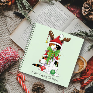 Funny Christmas Calico Cat Notebook