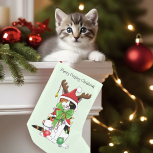 Funny Christmas Calico Cat Small Christmas Stocking