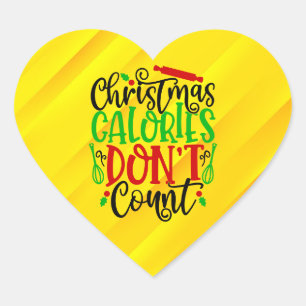 Funny Christmas Calories Don’t Count Design Heart Sticker