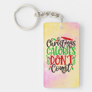 Funny Christmas Calories Don’t Count Design Key Ring