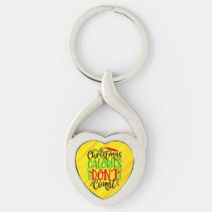 Funny Christmas Calories Don’t Count Design Key Ring