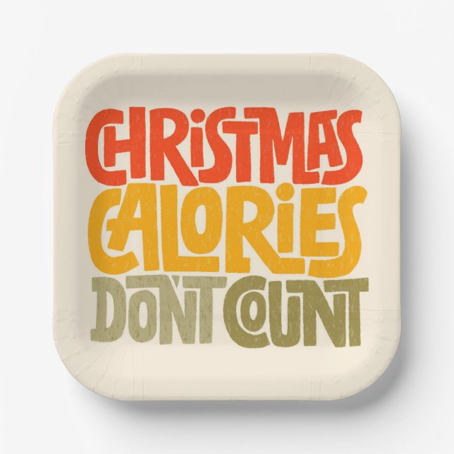 Funny Christmas Calories Don’t Count Design Paper Plate (Front)