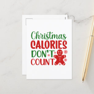 Funny Christmas calories word art  Holiday Postcard