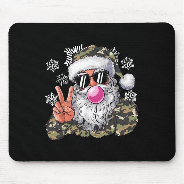 Funny Christmas Camouflage Camo Santa Hello Huntin Mouse Pad (Front)