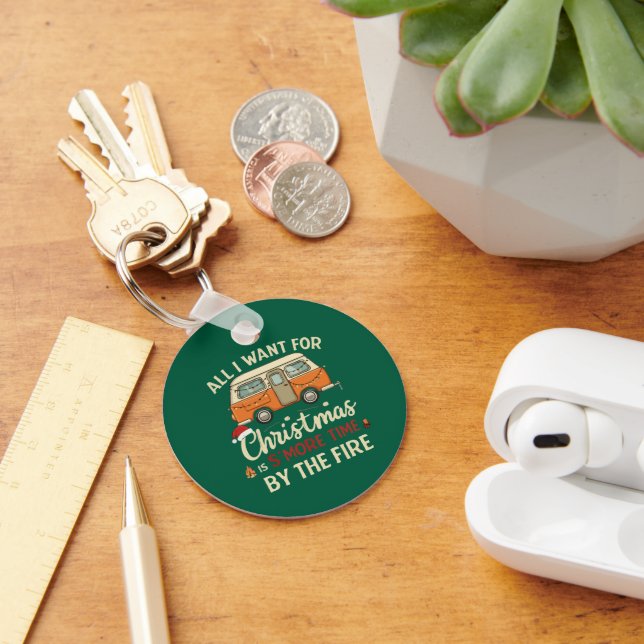 Funny Christmas Camping S'more Time By The Fire  Key Ring (Desk)