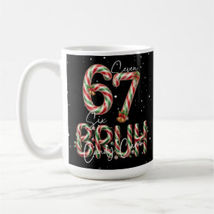 Funny Christmas Candy Cane 6-7 Six Seven Bruh Coffee Mug