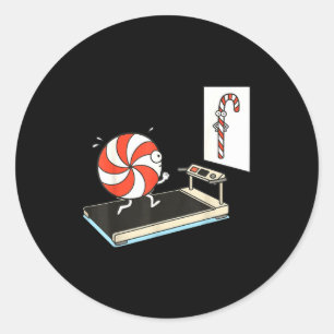 Funny Christmas Candy Cane Peppermint Candy Humor Classic Round Sticker