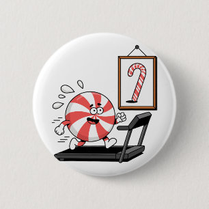 Funny Christmas Candy Cane Running Humor Jokes 6 Cm Round Badge