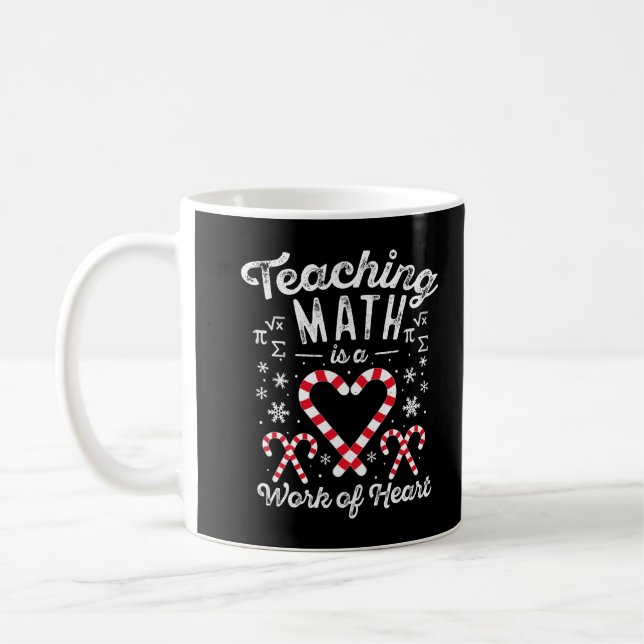 Funny Christmas Candy Cane Work of Heart Math Teac Coffee Mug (Left)