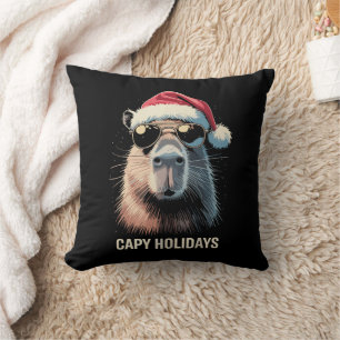 Funny Christmas Capy Holidays Xmas Capybara  Cushion