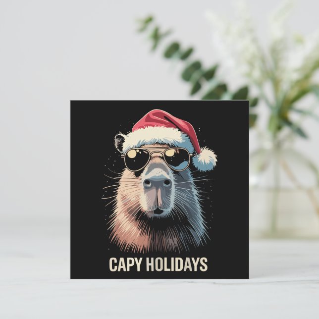 Funny Christmas Capy Holidays Xmas Capybara  Holiday Card (Standing Front)