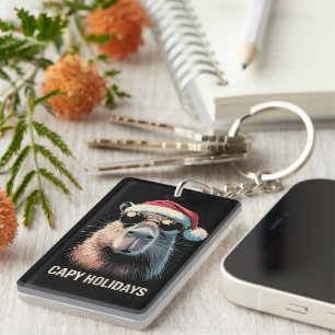 Funny Christmas Capy Holidays Xmas Capybara Key Ring