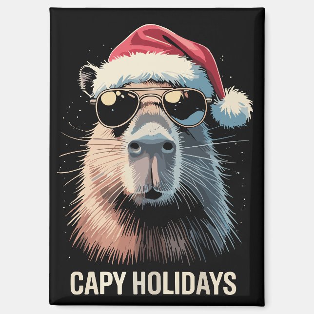 Funny Christmas Capy Holidays Xmas Capybara  Magnet (Front)