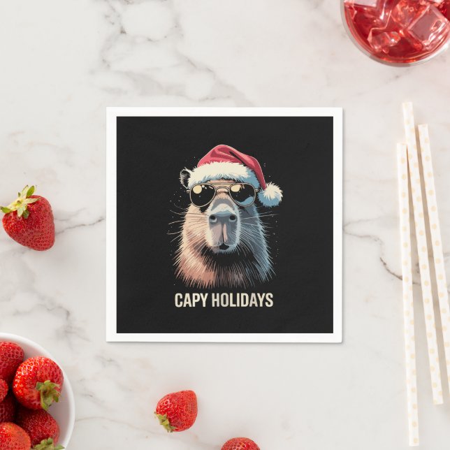 Funny Christmas Capy Holidays Xmas Capybara  Napkin (Insitu)