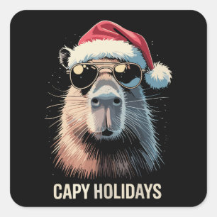 Funny Christmas Capy Holidays Xmas Capybara Square Sticker