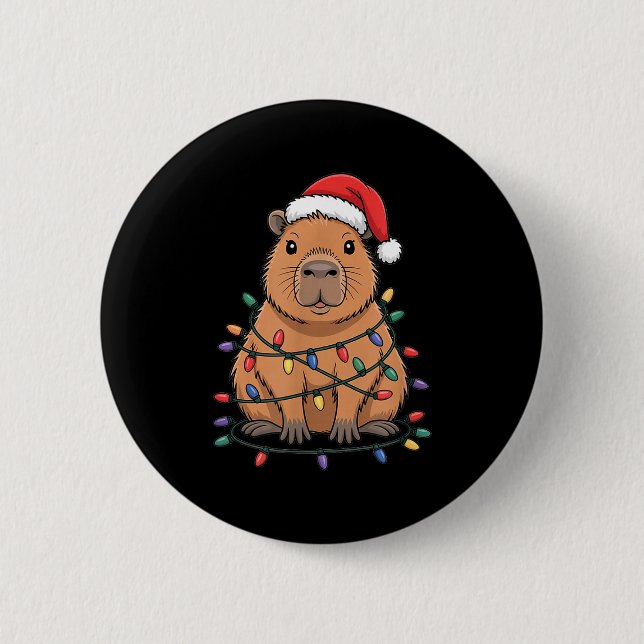 Funny Christmas Capybara Cute Cartoon Desing  6 Cm Round Badge (Front)