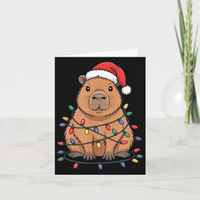 Funny Christmas Capybara Cute Cartoon Desing  Card (Front)