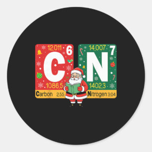 Funny Christmas Carbon Nitrogen 67 Meme Chemistry Classic Round Sticker