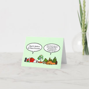 Funny Christmas Card Exhausted Santa Garbage Man