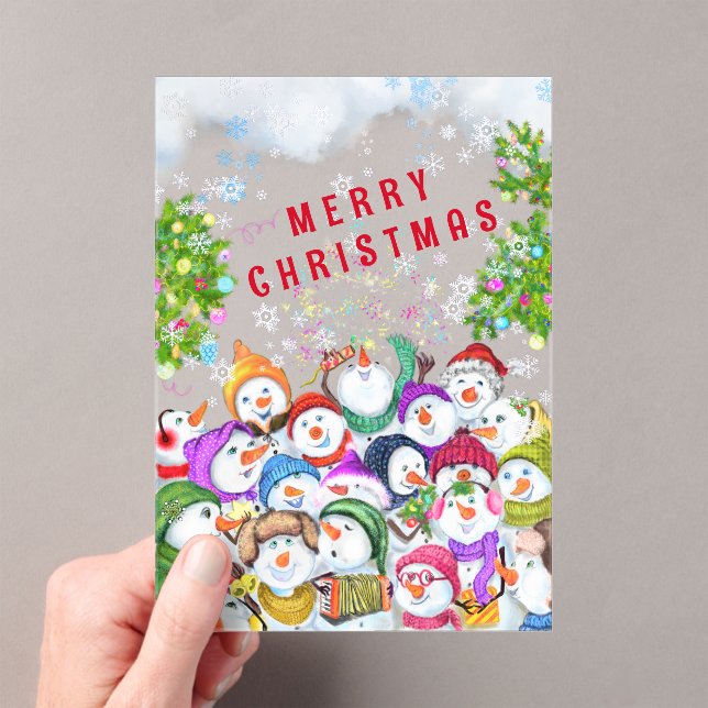 Funny Christmas Card Happy Snowmans Party Acrylic Invitations (Insitu (Handheld))