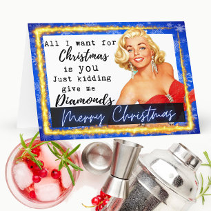 Funny Christmas Card Retro Best Friend Diamonds