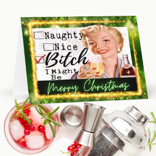 Funny Christmas Card Retro Best Friend Naughty