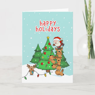 Funny Christmas Card - Santa and his helpers