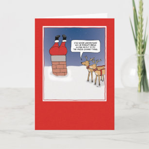 Funny Christmas card: Santa Stuck Holiday Card