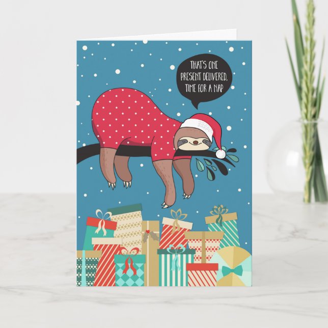 Funny Christmas Card - The Sloth Santa (Front)