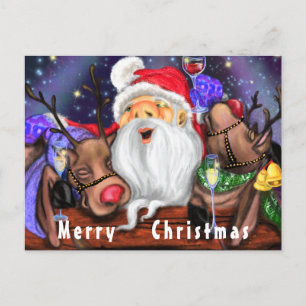 Funny Christmas Cards Santa and Reindeers Party