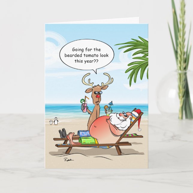 Funny Christmas Cards | Santa Holiday Warm Wishes (Front)