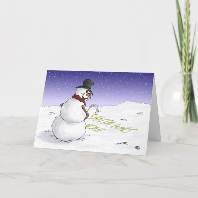 Funny Christmas Cards: Santa was here Holiday Card (Front)