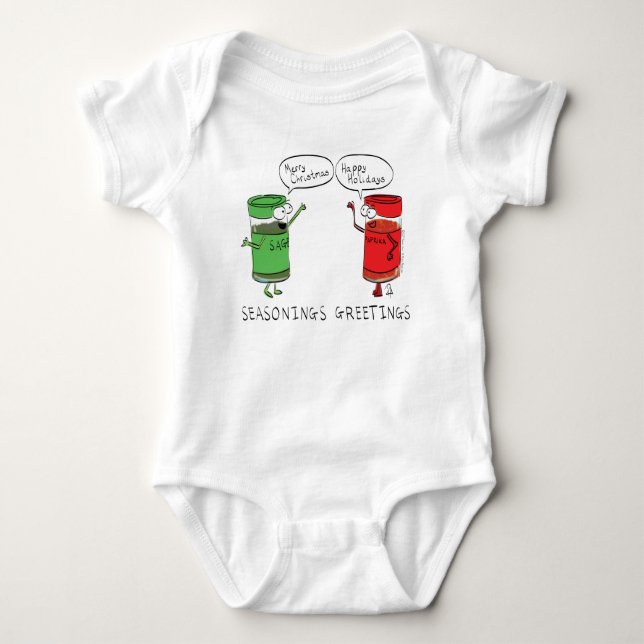 Funny Christmas Cartoon Cooking Spices Baby Bodysuit (Front)