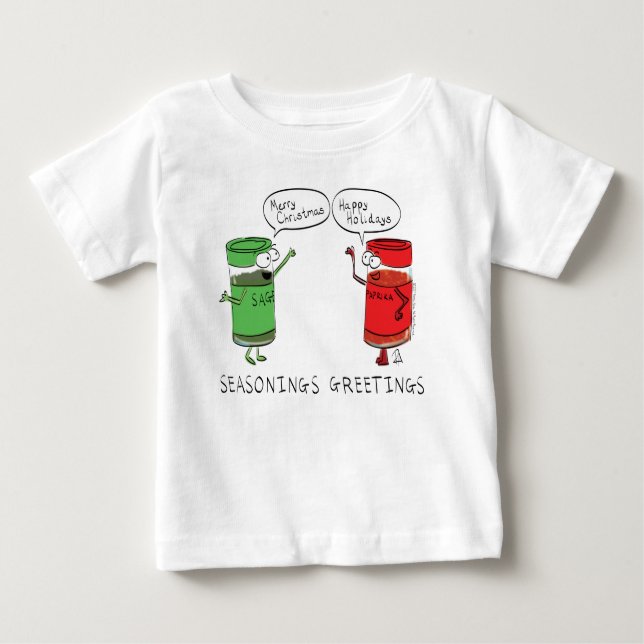 Funny Christmas Cartoon Cooking Spices Baby T-Shirt (Front)