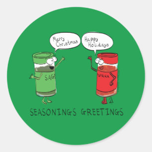 Funny Christmas Cartoon Cooking Spices Classic Round Sticker