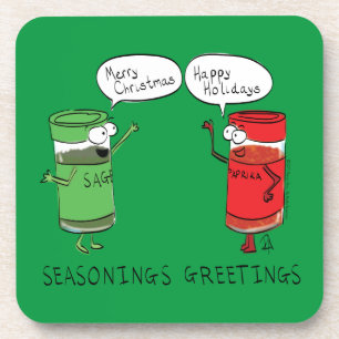 Funny Christmas Cartoon Cooking Spices Coaster