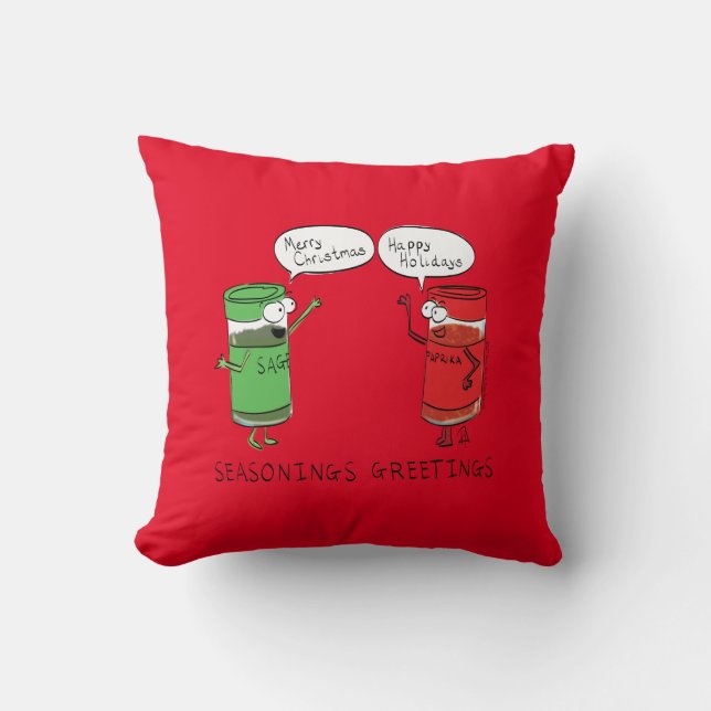 Funny Christmas Cartoon Cooking Spices Cushion (Front)
