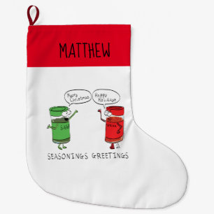 Funny Christmas Cartoon Cooking Spices Large Christmas Stocking