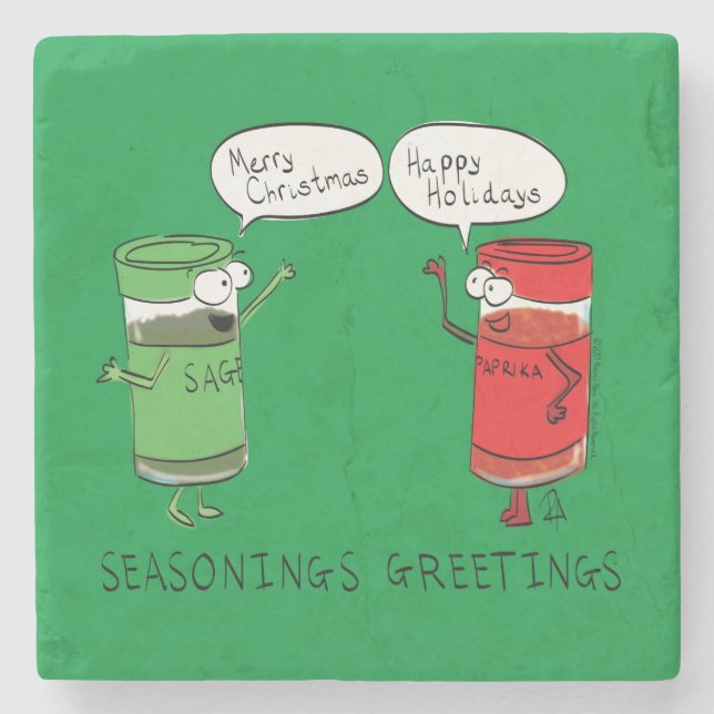 Funny Christmas Cartoon Cooking Spices Stone Coaster (Front)