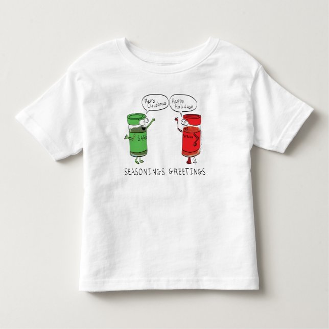Funny Christmas Cartoon Cooking Spices Toddler T-Shirt (Front)