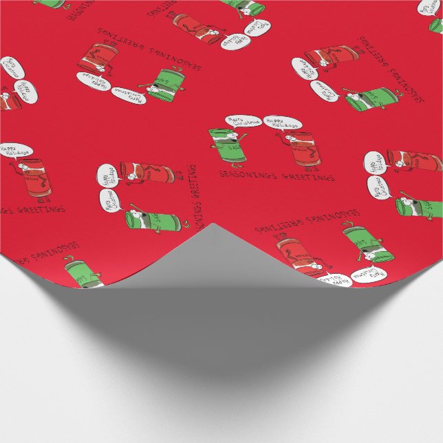 Funny Christmas Cartoon Cooking Spices Wrapping Paper (Corner)